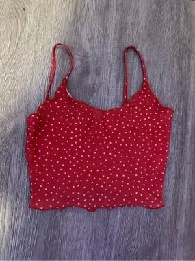 SHEIN Red Heart-Print Cropped Cami